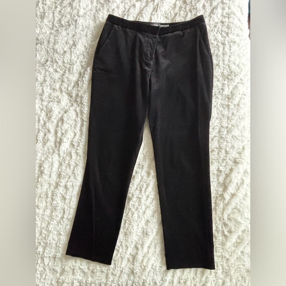 Elegant Black Velvet Ankle Dress Pants